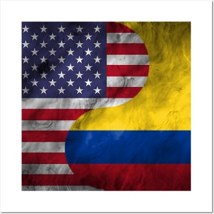 USA Colombia Dual Yin Yang Flag Posters and Art